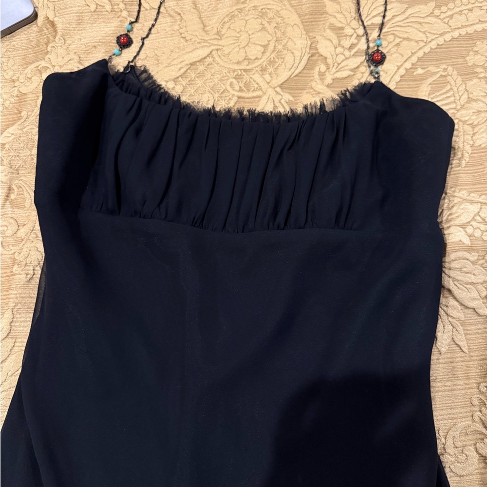 Abs By Allen Schwartz Womens Slip Dress Black Scoop Neck beaded straps - Picture 9 of 16